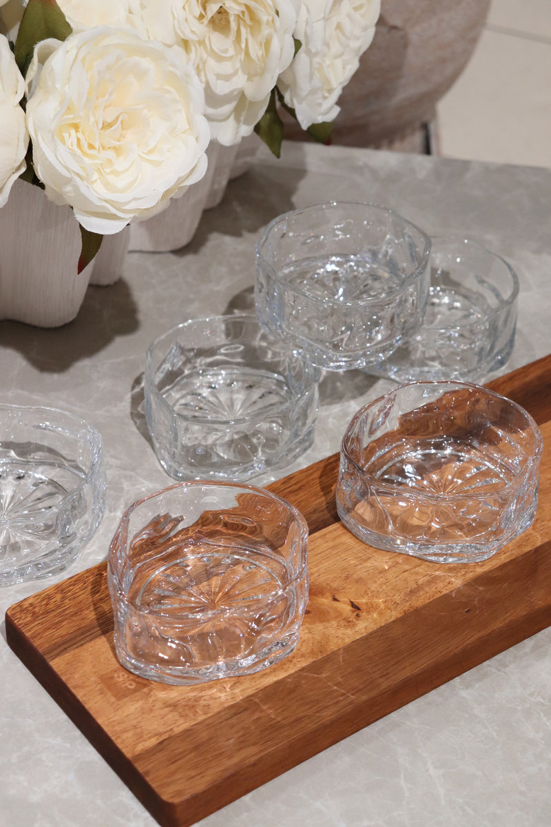 6er Glasschalen Set Wave Clear