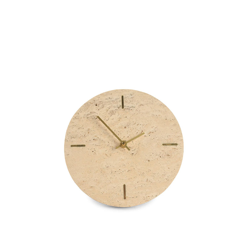 Tischuhr 20cm Travertin Beige