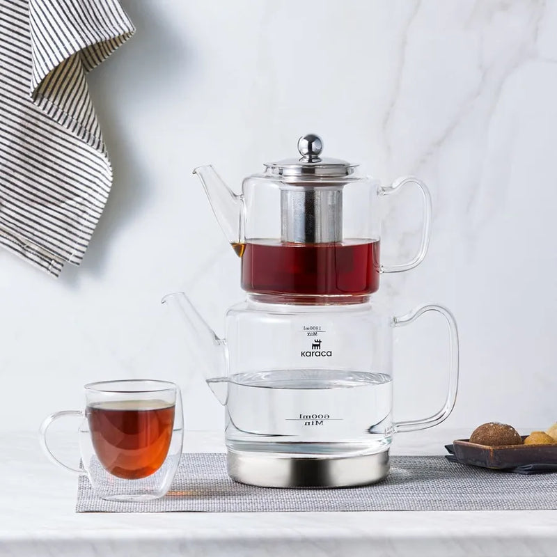 Karaca Dora XL Glas Teekanne Set induktionsgeeignet