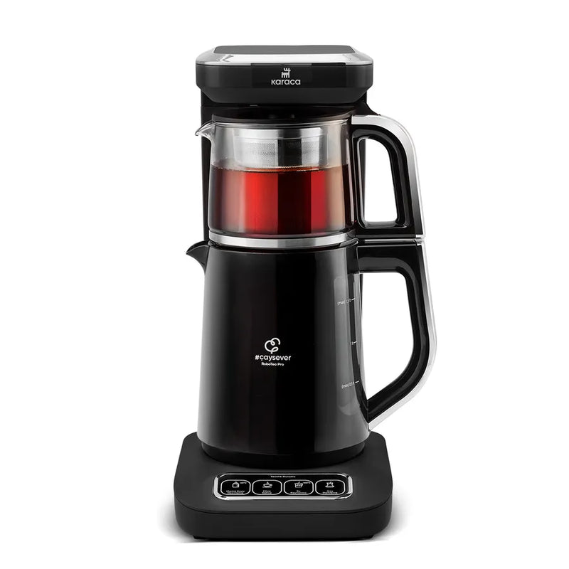 Karaca Caysever Robotea Pro 4 in 1 sprechender automatischer Teekocher Wasserkocher und Filterkaffeemaschine Chrome