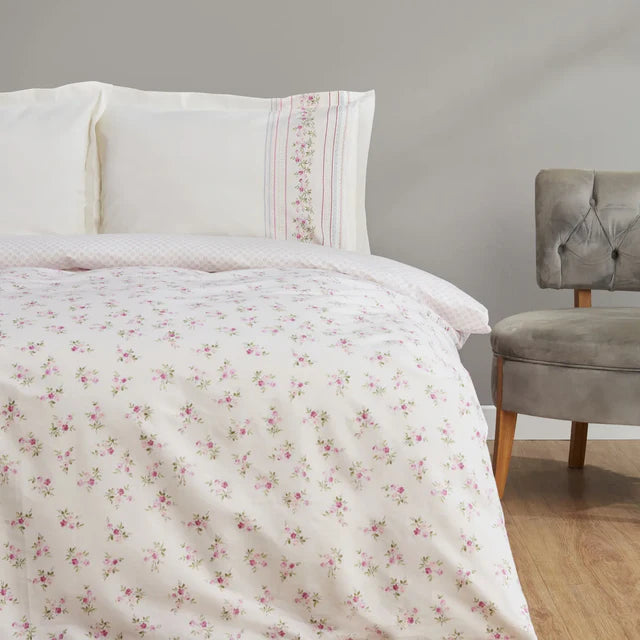 Karaca Home GLEN PEMBE Bettwäscheset 4 teilig für Doppelbett