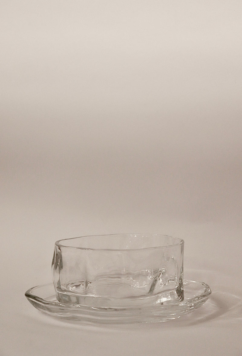 6er Glasschalen + Untersetzer Set Wavy Clear