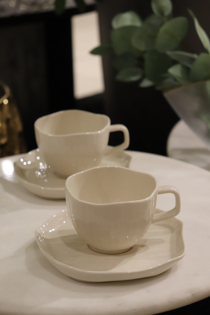 Cermico Beige Kaffeetassenset 12 teilig für 6 Personen