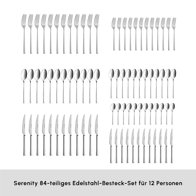 Karaca Elegance Serenity 84 teiliges Besteckset für 12 Personen