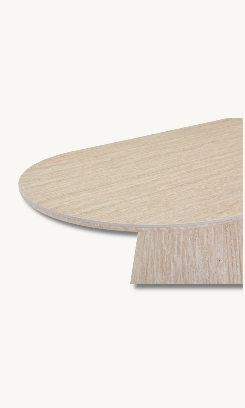 Esstisch + Couchtisch Set mit Keramikplatte Sandsteinoptik