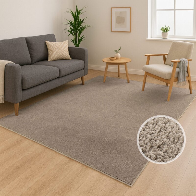 Calma 200 Taupe Waschbarer Teppich