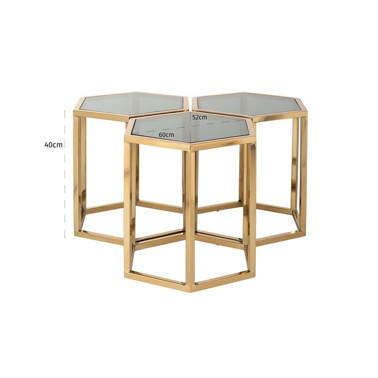 Richmond Interiors Penta Gold Couchtisch 3er Set